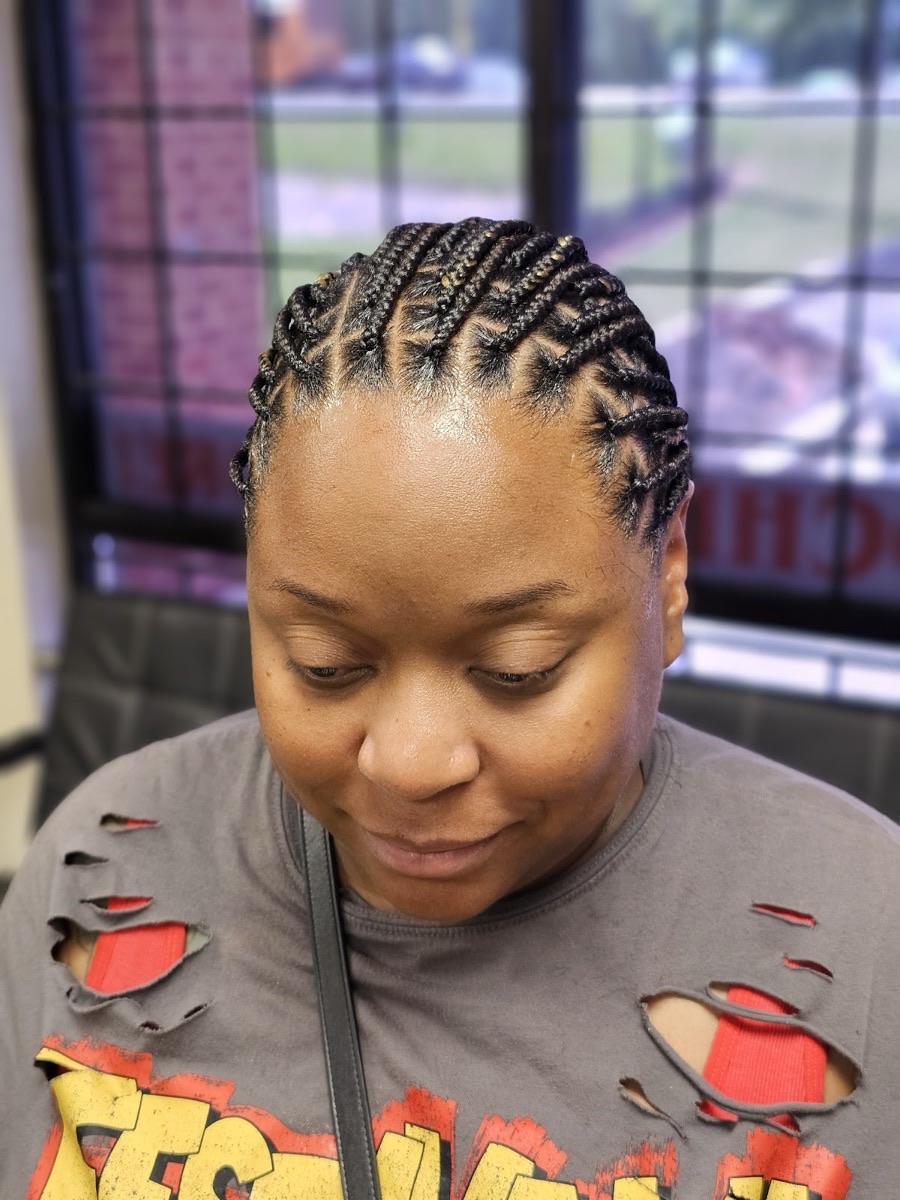 Fresh cornrows braided close to the scalp
